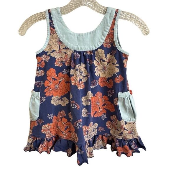 Matilda Jane No One Like You Tunic Blue Floral Bow Back Size 6 - Picture 4 of 4